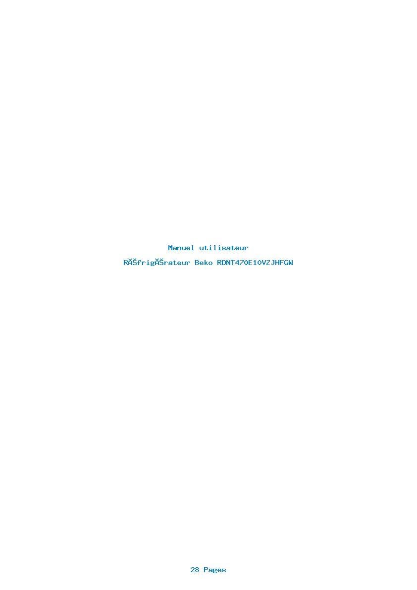 Page 1 de la notice Manuel utilisateur Beko RDNT470E10VZJHFGW