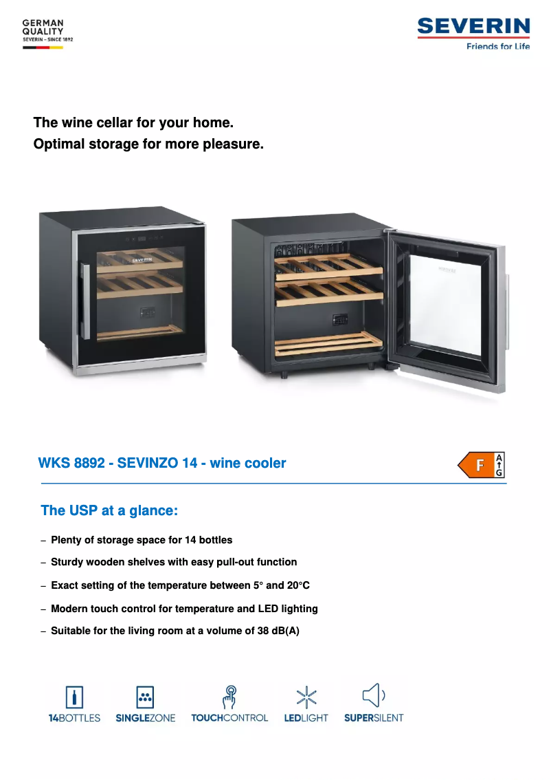 Page 1 de la notice Fiche technique Severin WKS 8892