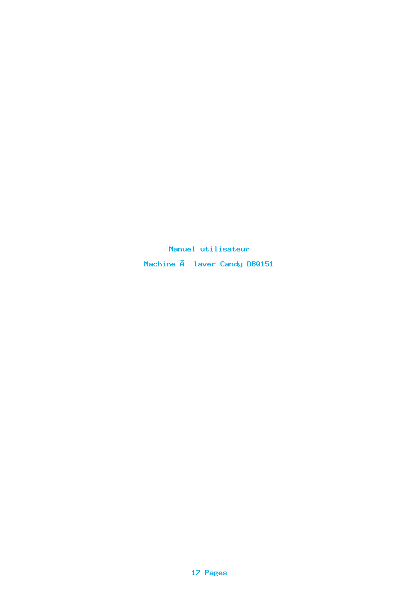 Page 1 de la notice Manuel utilisateur Candy DBQ151