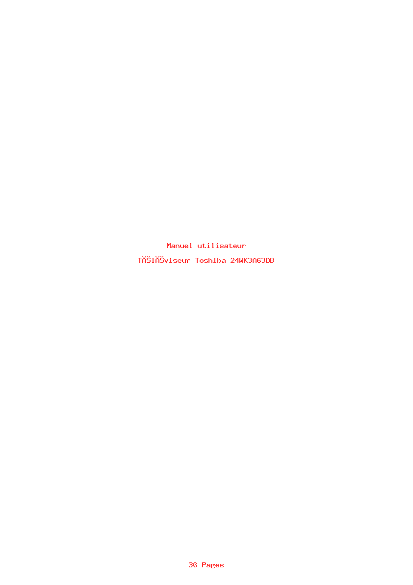 Page 1 de la notice Manuel utilisateur Toshiba 24WK3A63DB