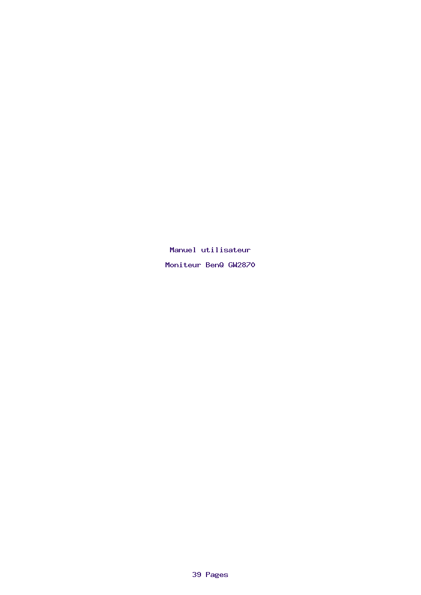 Page 1 de la notice Manuel utilisateur BenQ GW2870