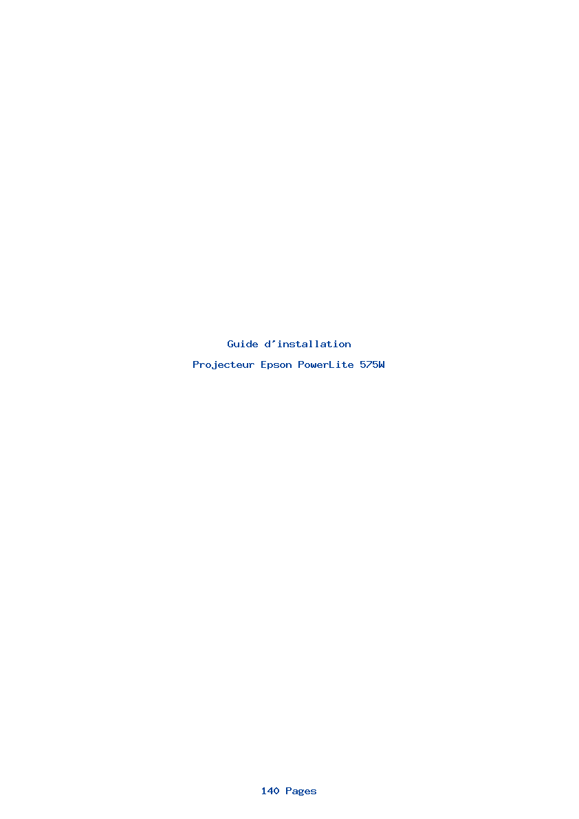 Page 1 de la notice Guide d'installation Epson PowerLite 575W