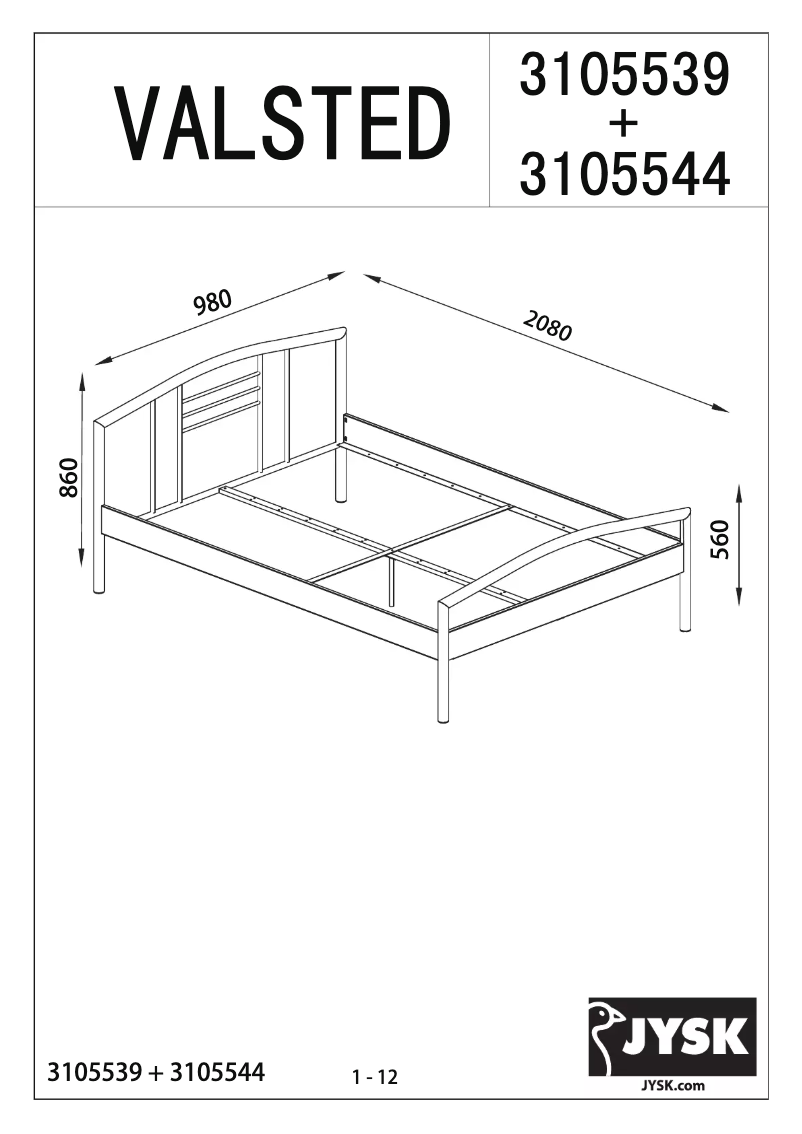 Page 1 de la notice Manuel utilisateur JYSK Valsted (90x200)