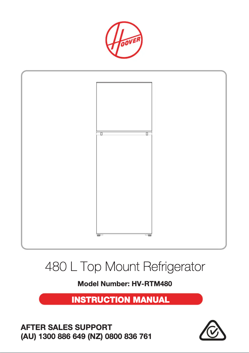Page 1 of the manual User Manual Hoover HV-RTM480
