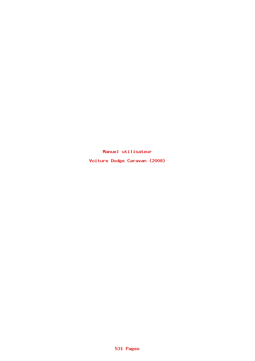 Page 1 de la notice Manuel utilisateur Dodge Caravan (2008)