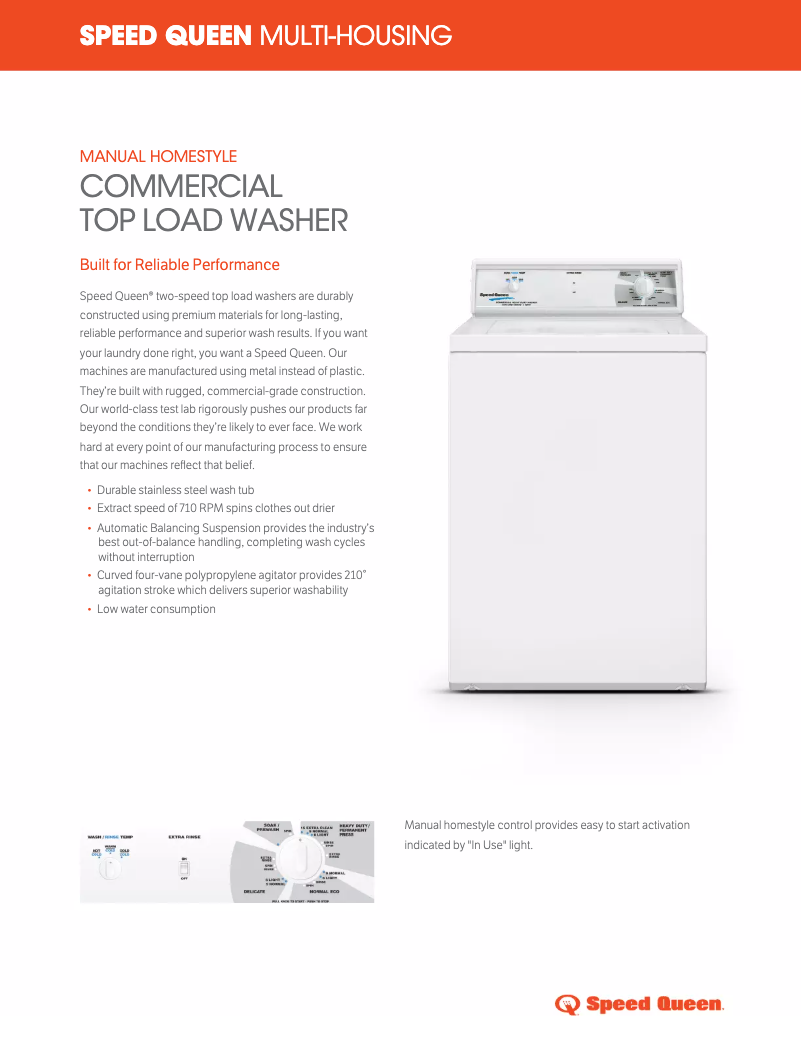 Página 1 del manual Manual de usuario Speed Queen LWN432SP115TW01