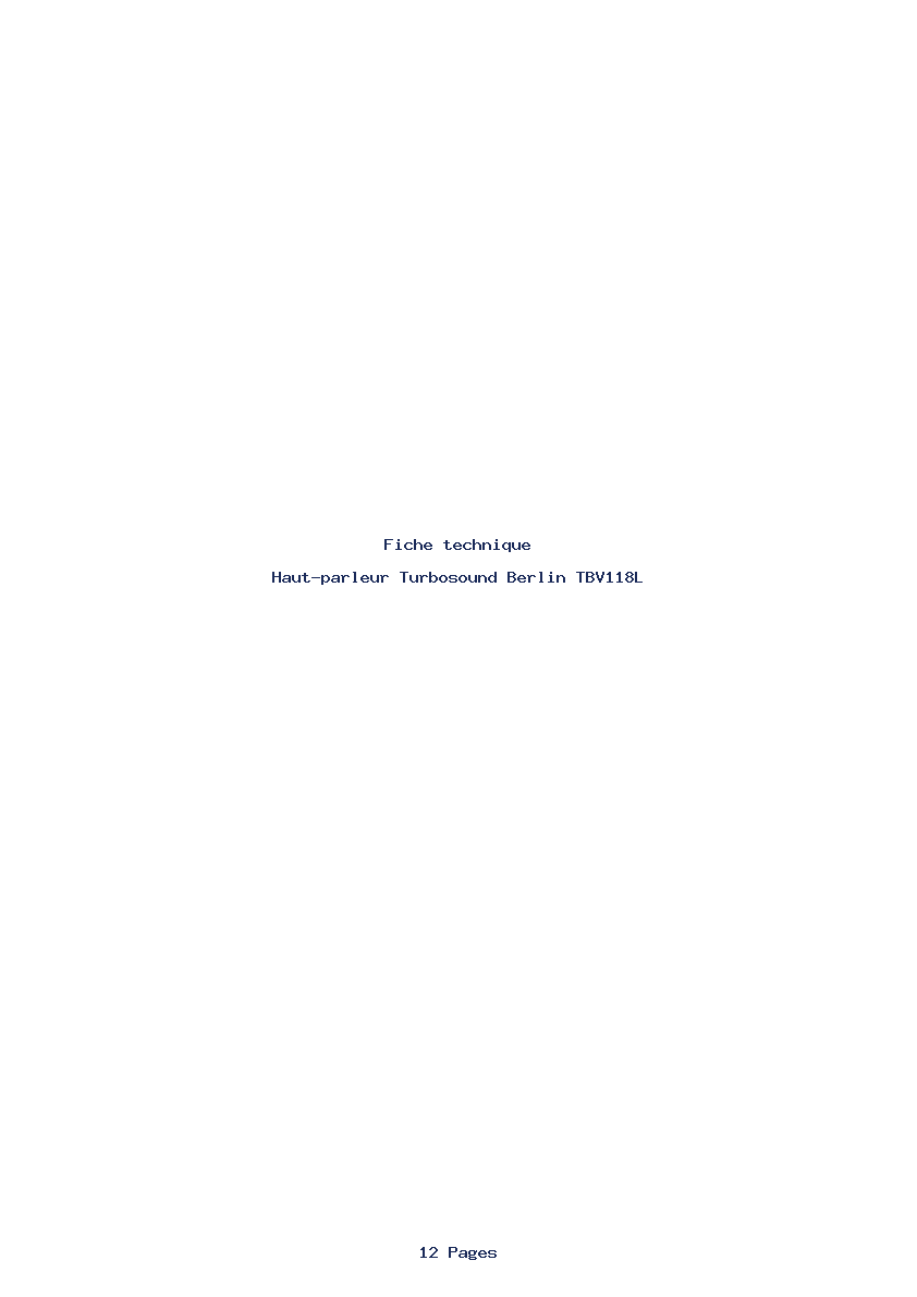 Page 1 de la notice Fiche technique Turbosound Berlin TBV118L