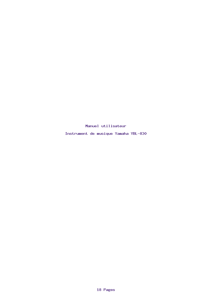 Page 1 de la notice Manuel utilisateur Yamaha YBL-830