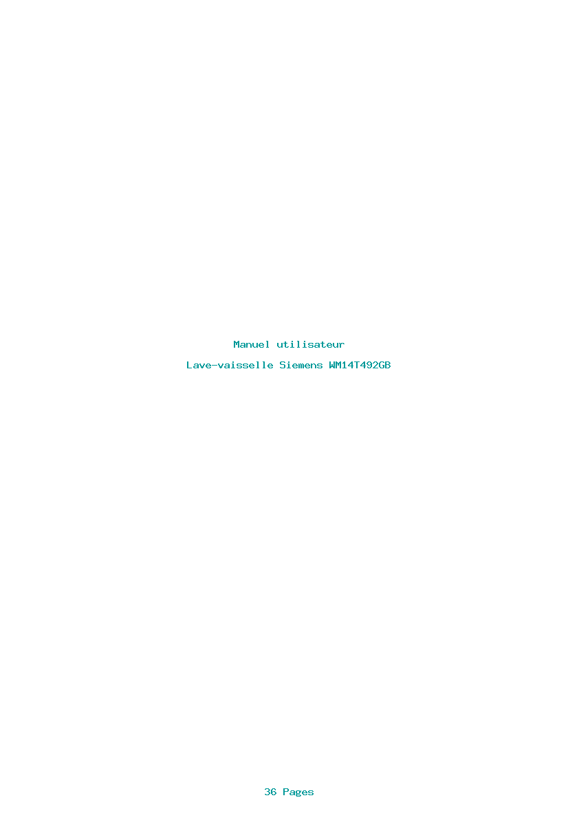 Page 1 de la notice Manuel utilisateur Siemens WM14T492GB