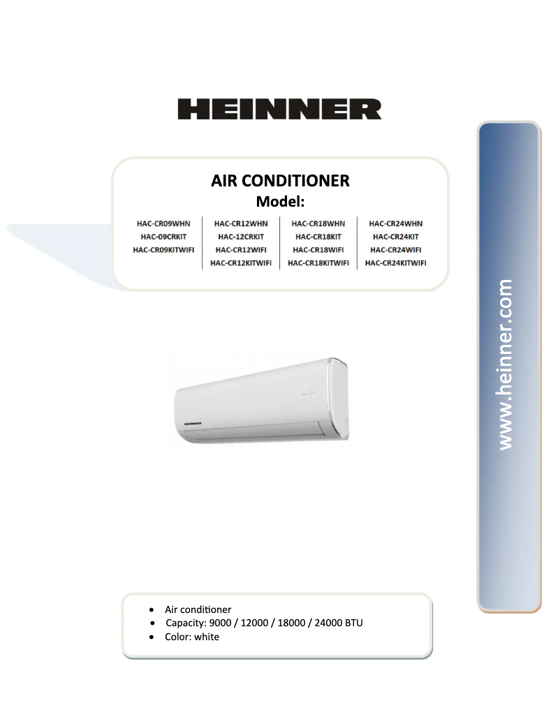 Página 1 del manual Manual de usuario Heinner HAC-CR12KITWIFI