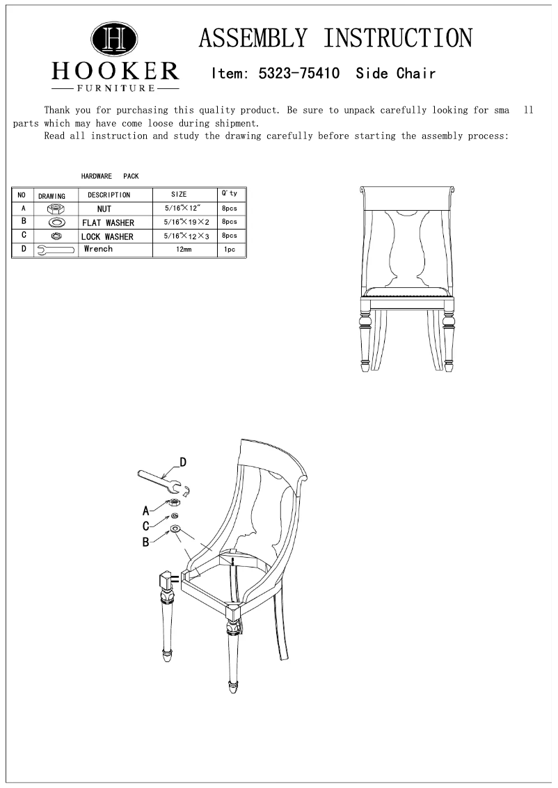 Page 1 de la notice Manuel utilisateur Hooker 5323-75410