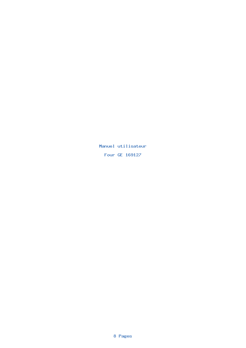 Page 1 de la notice Manuel utilisateur GE 169127
