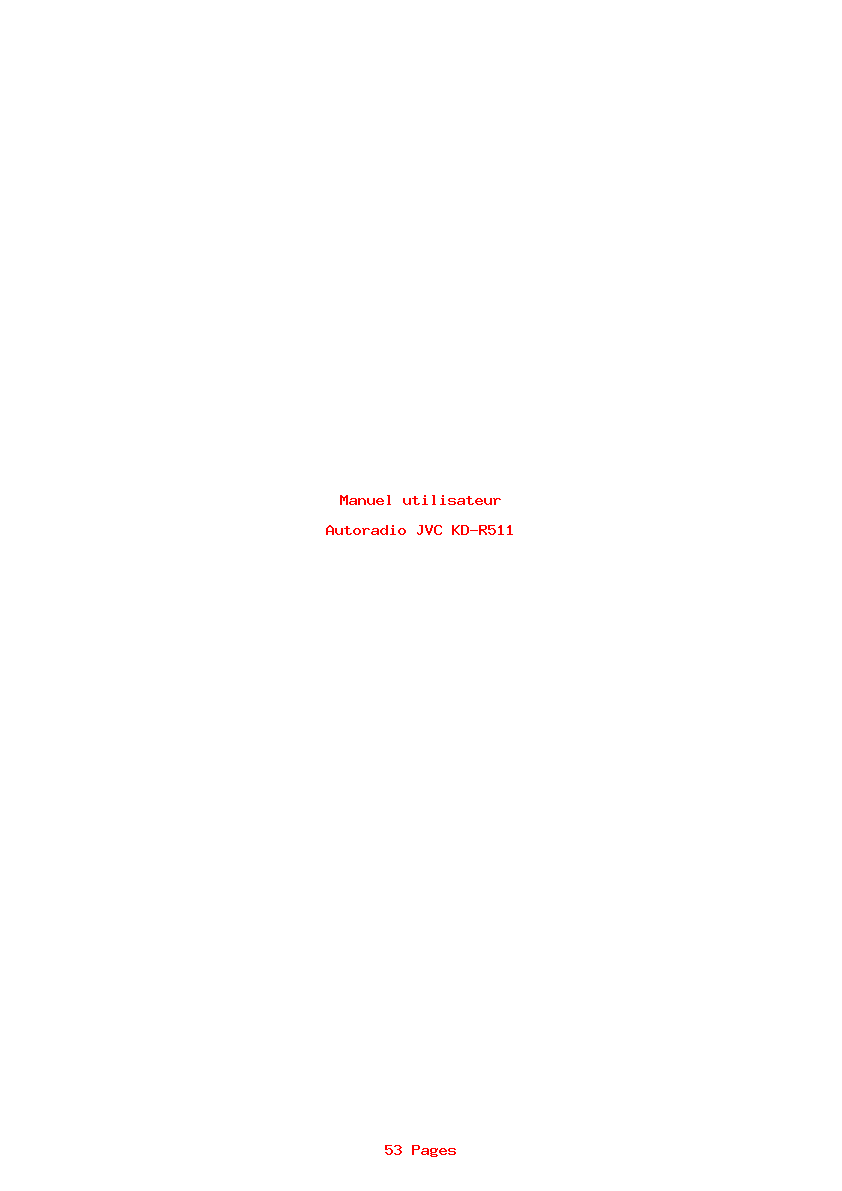 Page 1 de la notice Manuel utilisateur JVC KD-R511