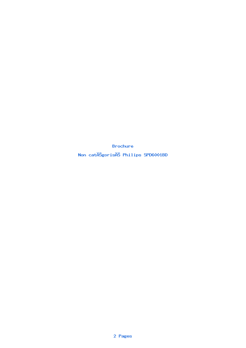 Page 1 de la notice Brochure Philips SPD6001BD