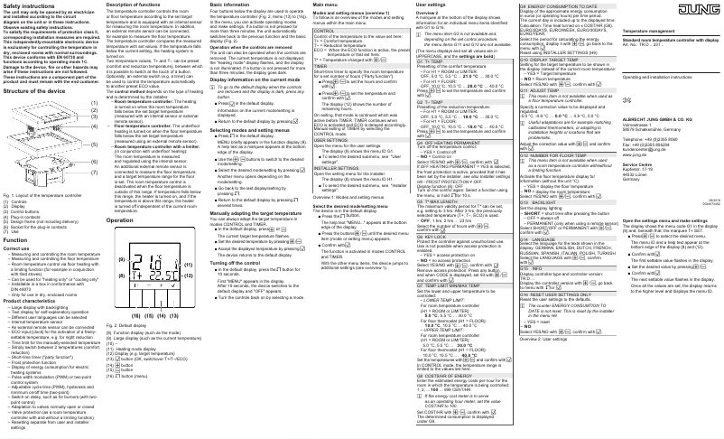 Page 1 de la notice Manuel utilisateur JUNG TRDES231
