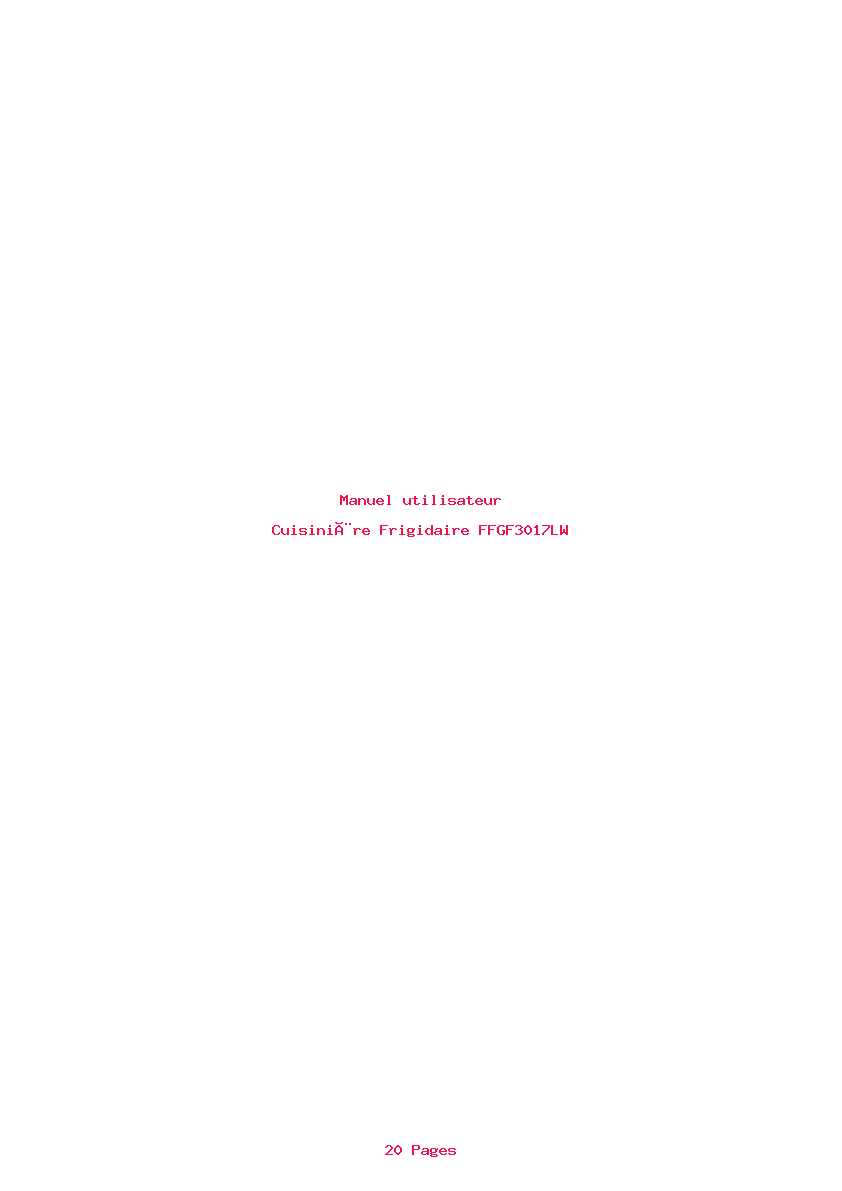 Page 1 de la notice Manuel utilisateur Frigidaire FFGF3017LW