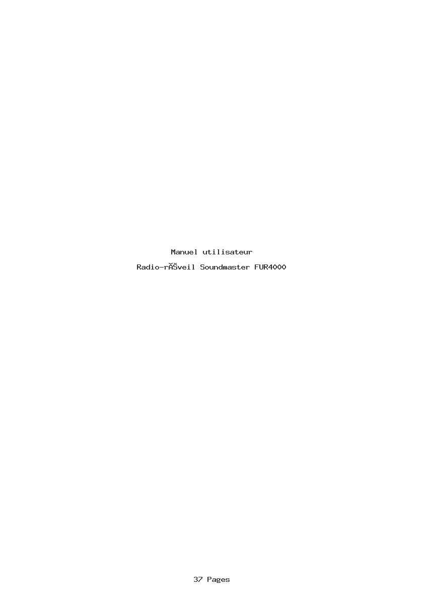 Page 1 de la notice Manuel utilisateur Soundmaster FUR4000