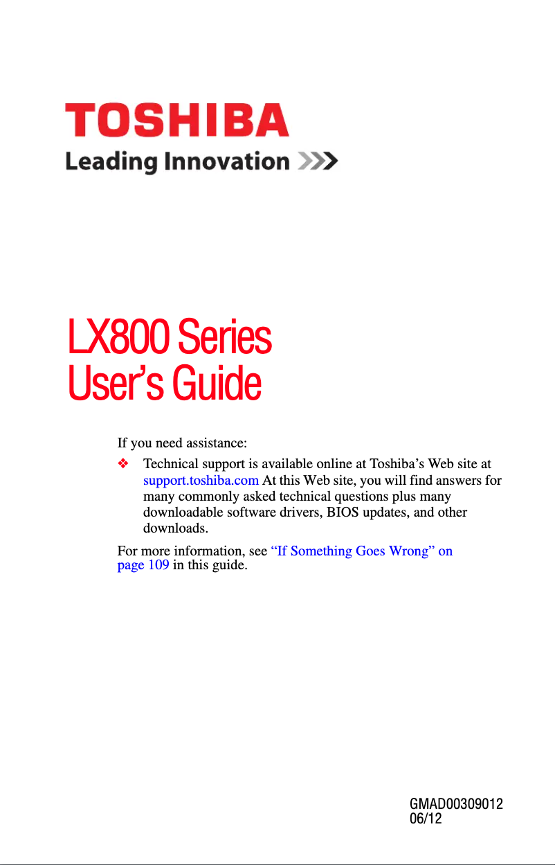 Página 1 del manual Manual de usuario Toshiba LX835