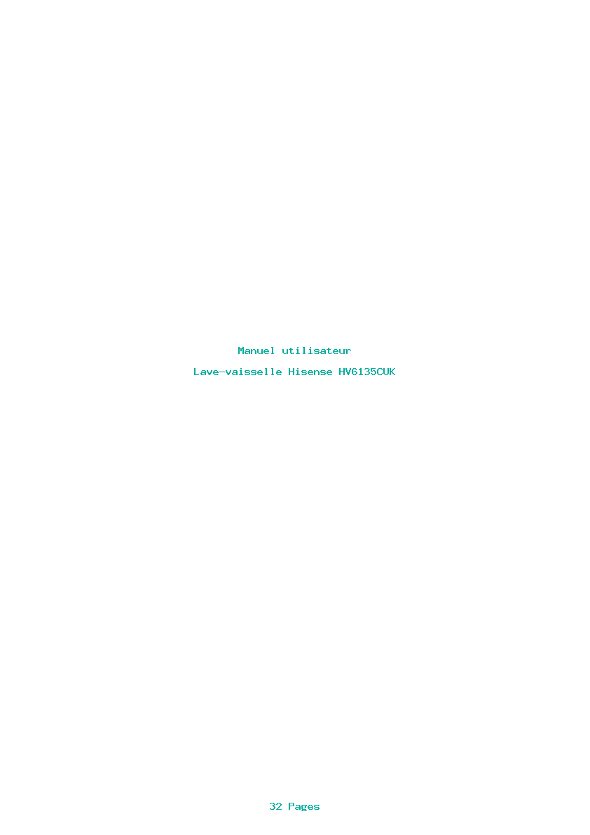 Page 1 de la notice Manuel utilisateur Hisense HV6135CUK