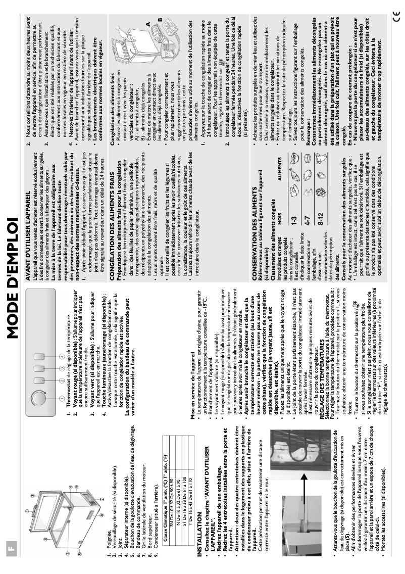 Page 1 de la notice Manuel utilisateur Whirlpool AFG 047