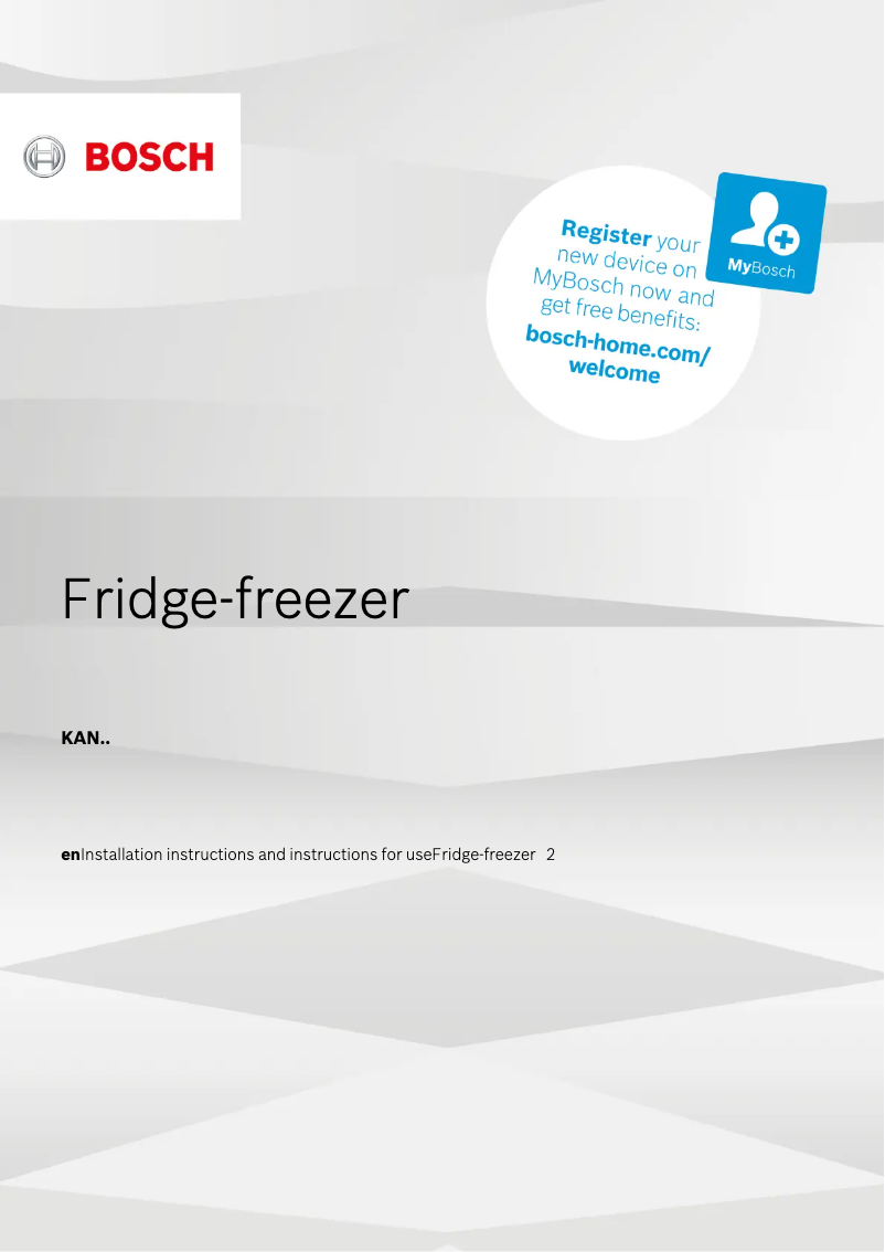 Page 1 of the manual User Manual Bosch KAN92VI30A