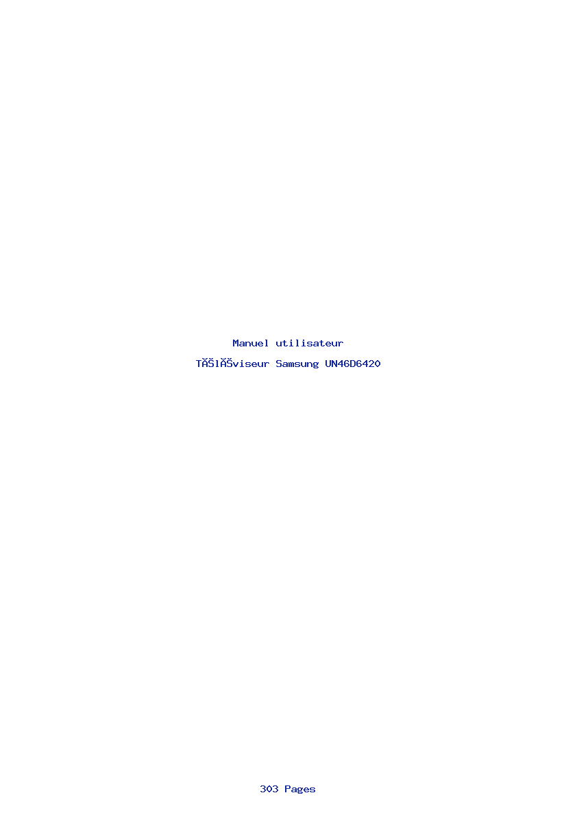Page 1 de la notice Manuel utilisateur Samsung UN46D6420