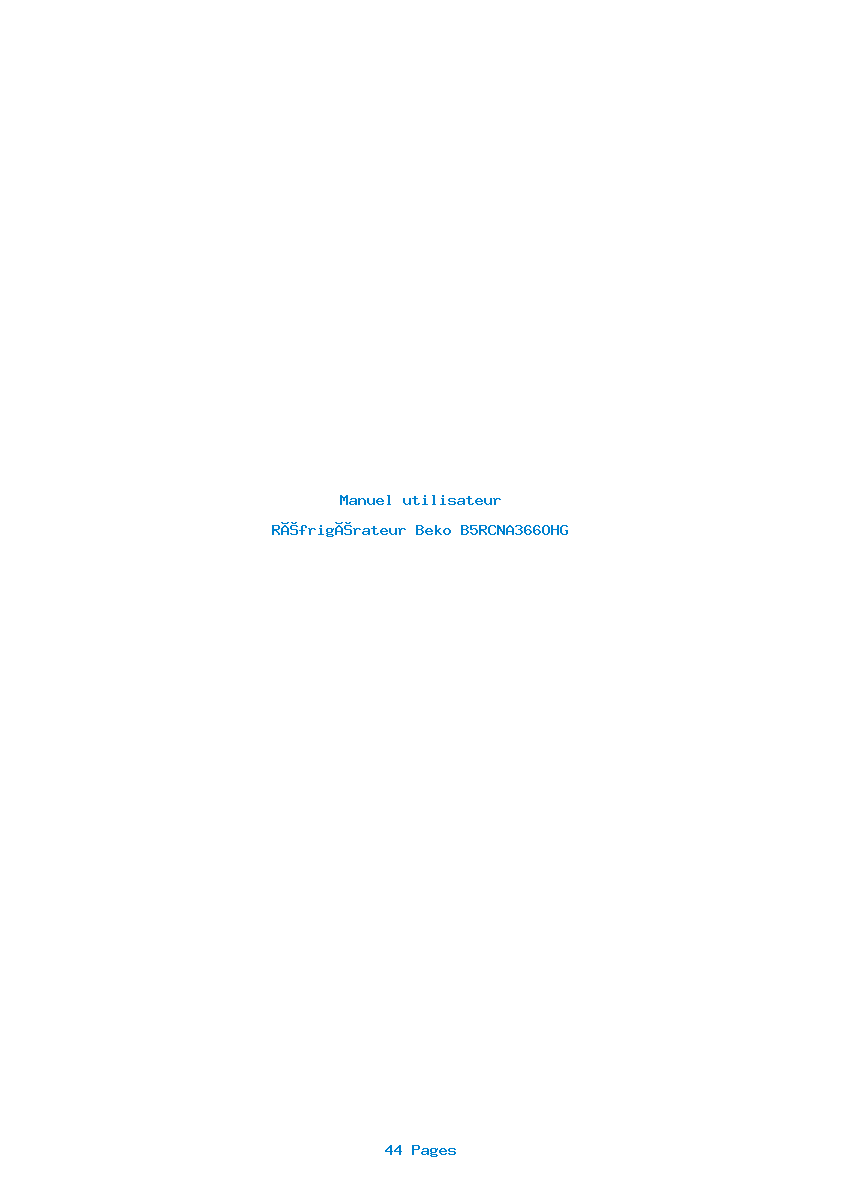 Page 1 de la notice Manuel utilisateur Beko B5RCNA366OHG
