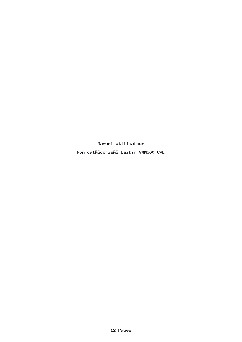 Page 1 de la notice Manuel utilisateur Daikin VAM500FCVE
