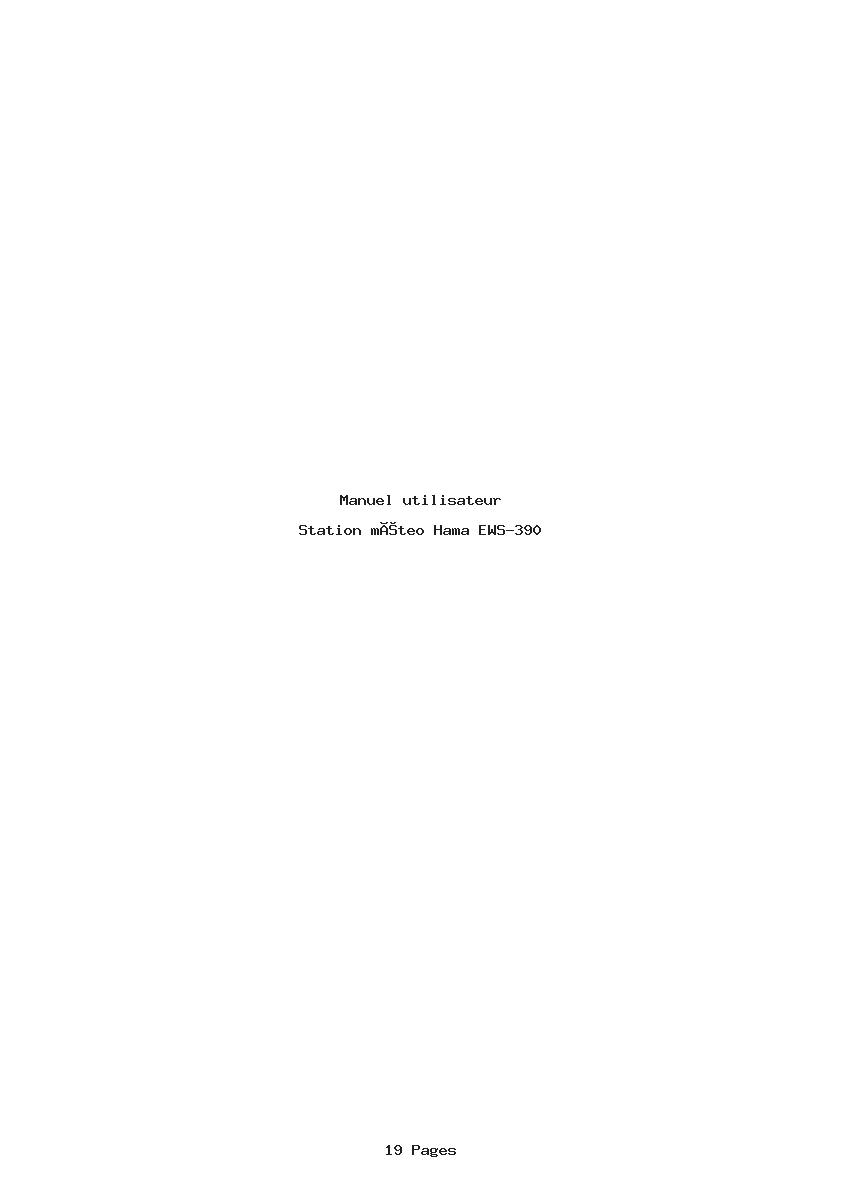 Page 1 de la notice Manuel utilisateur Hama EWS-390
