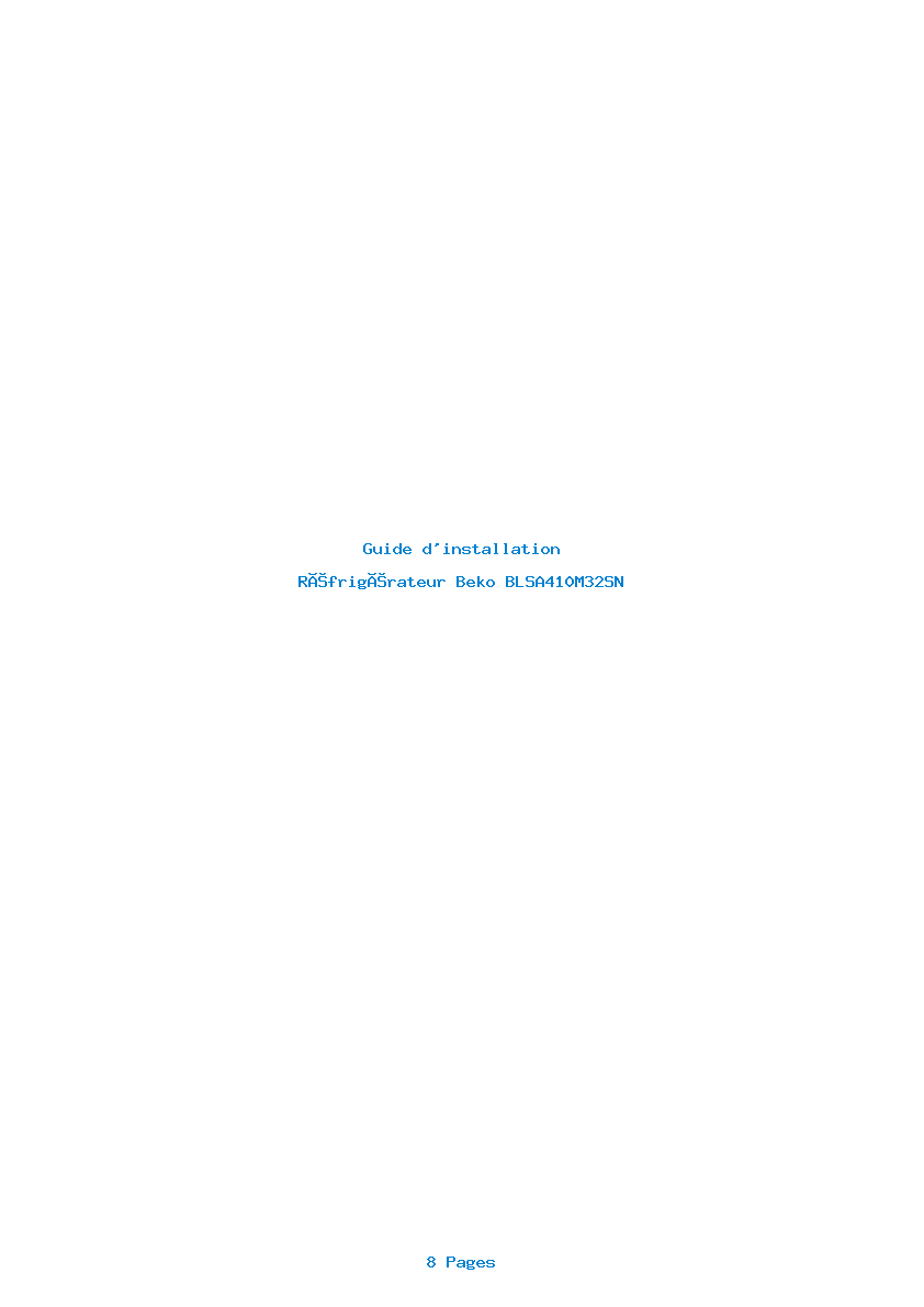 Page 1 de la notice Guide d'installation Beko BLSA410M32SN
