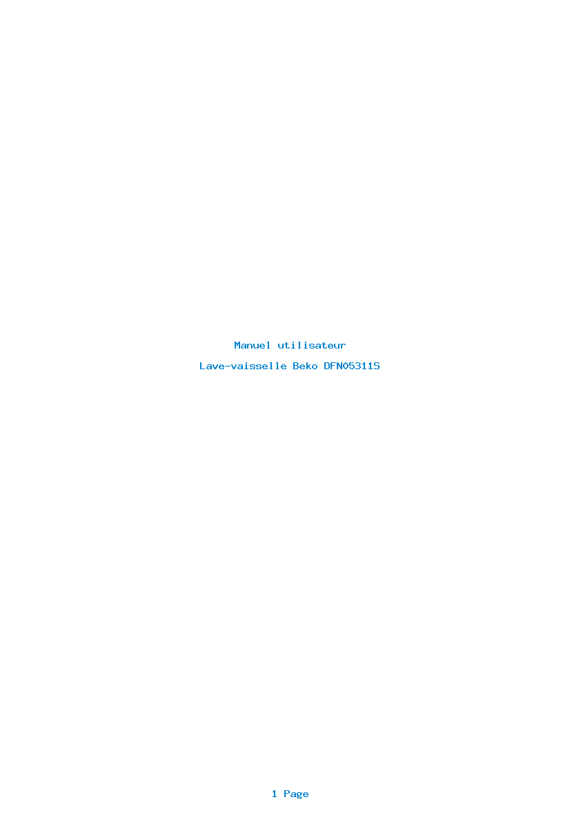 Page 1 de la notice Manuel utilisateur Beko DFN05311S