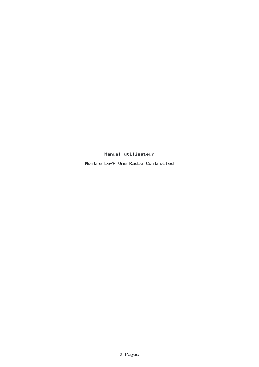 Page 1 de la notice Manuel utilisateur Leff One Radio Controlled