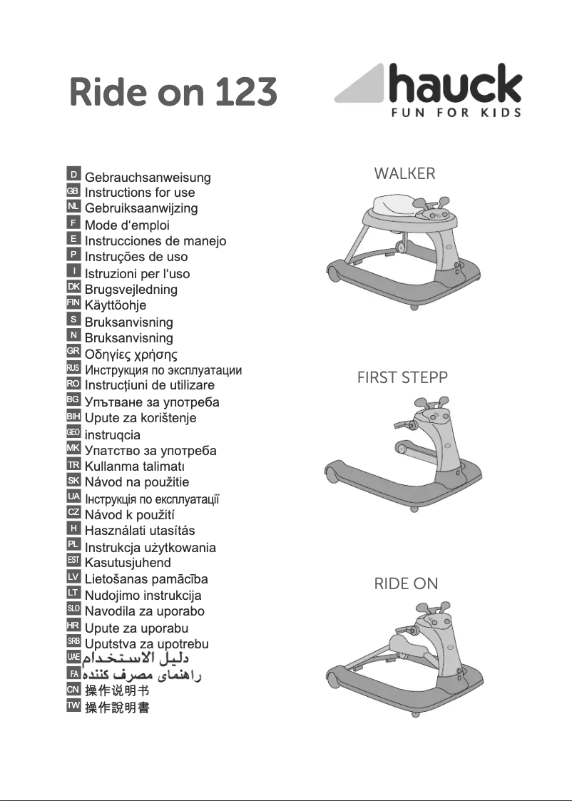 Page 1 de la notice Manuel utilisateur Hauck Ride on 123