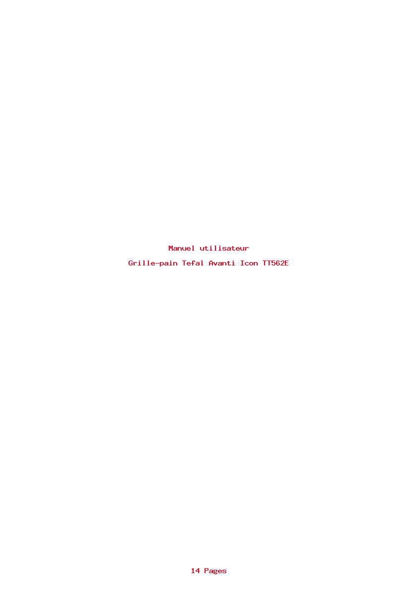 Page 1 de la notice Manuel utilisateur Tefal Avanti Icon TT562E
