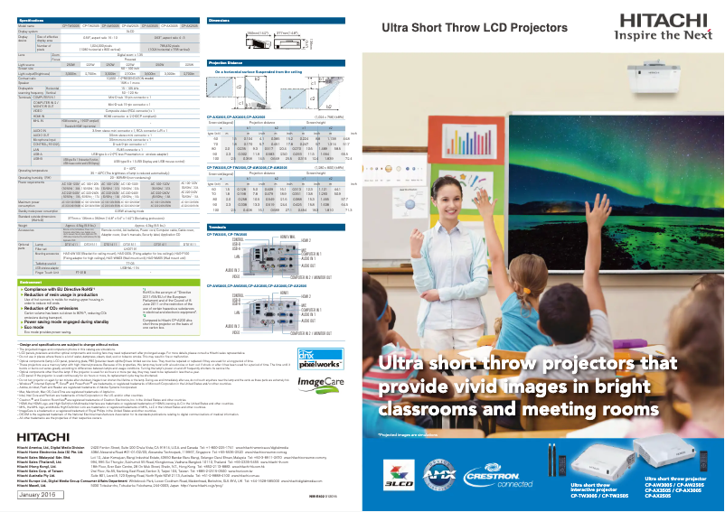 Page 1 de la notice Brochure Hitachi CP-AX2505
