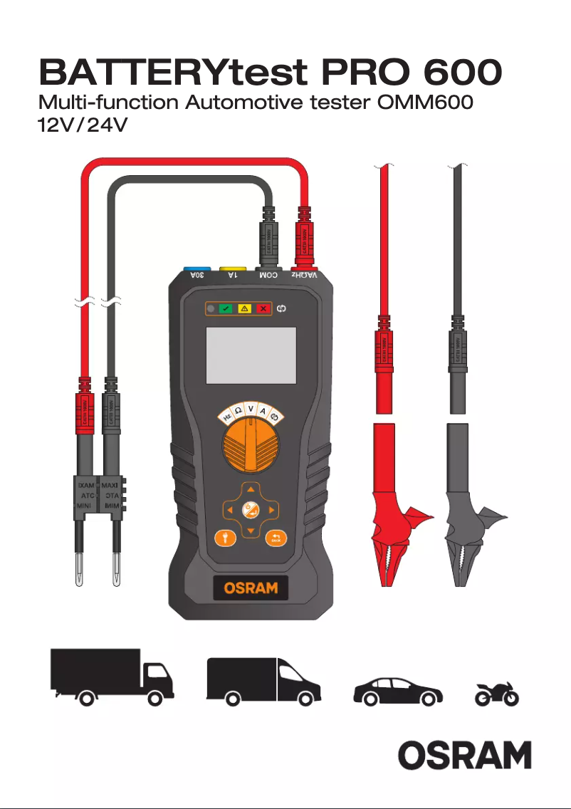 Page 1 de la notice Instructions / montage Osram BATTERYtest PRO