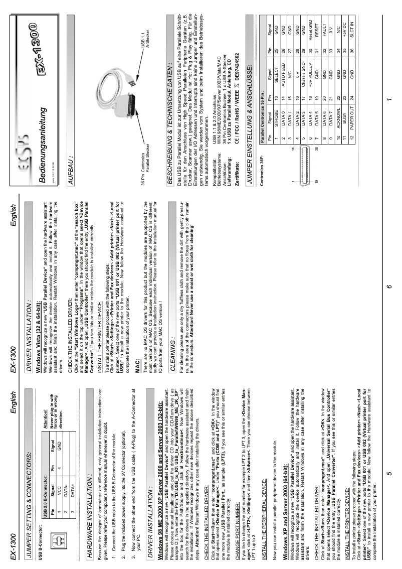 Page 1 de la notice Manuel utilisateur EXSYS EX-1300