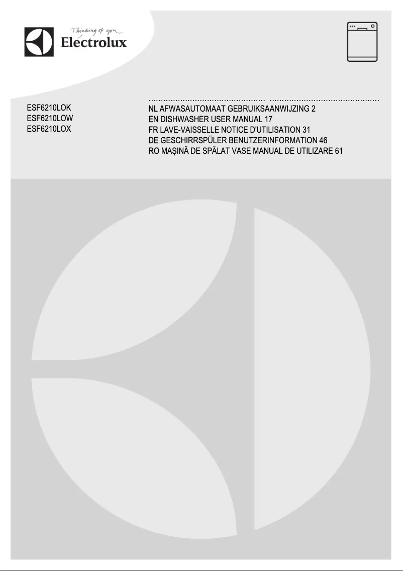 Page 1 de la notice Manuel utilisateur Electrolux ESF6210LOX
