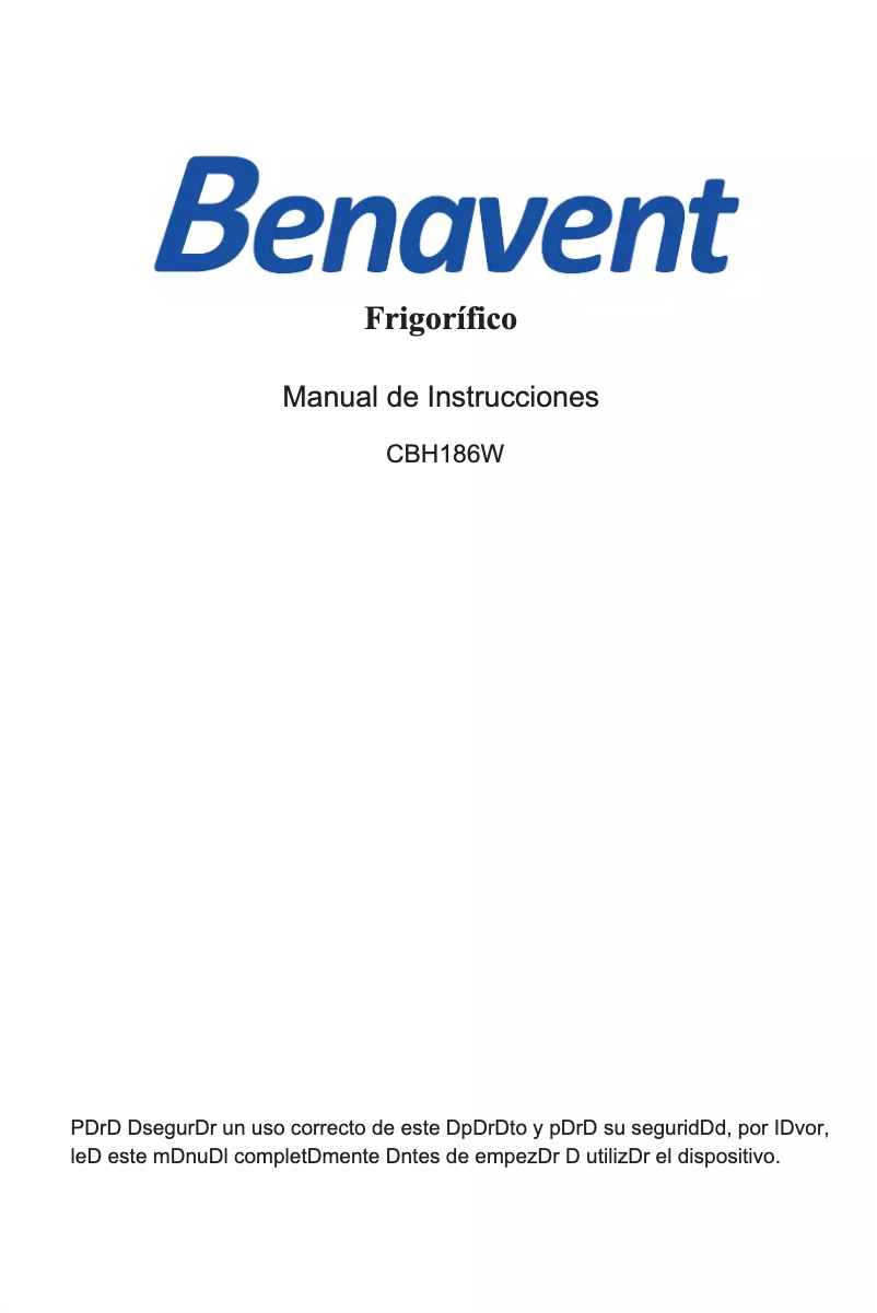 Página 1 del manual Manual de usuario Benavent CBH186W