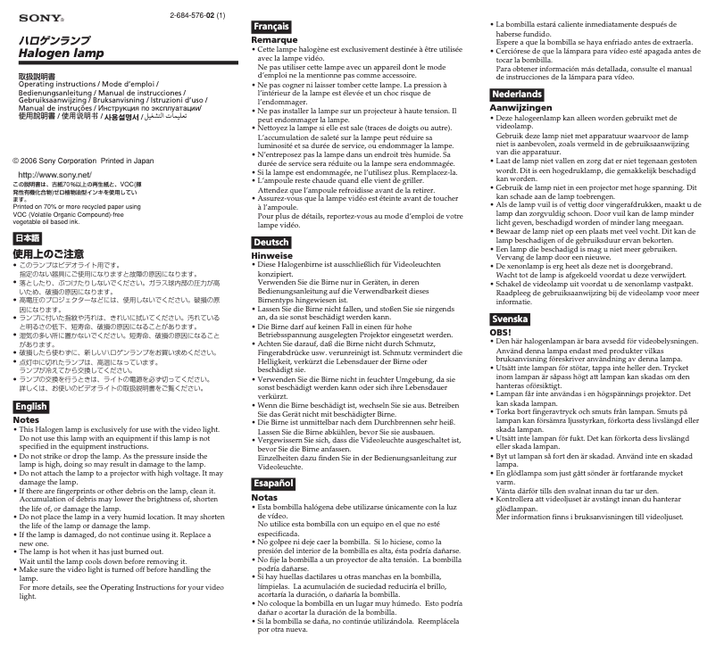 Page 1 of the manual User Manual Sony HVL-S3D