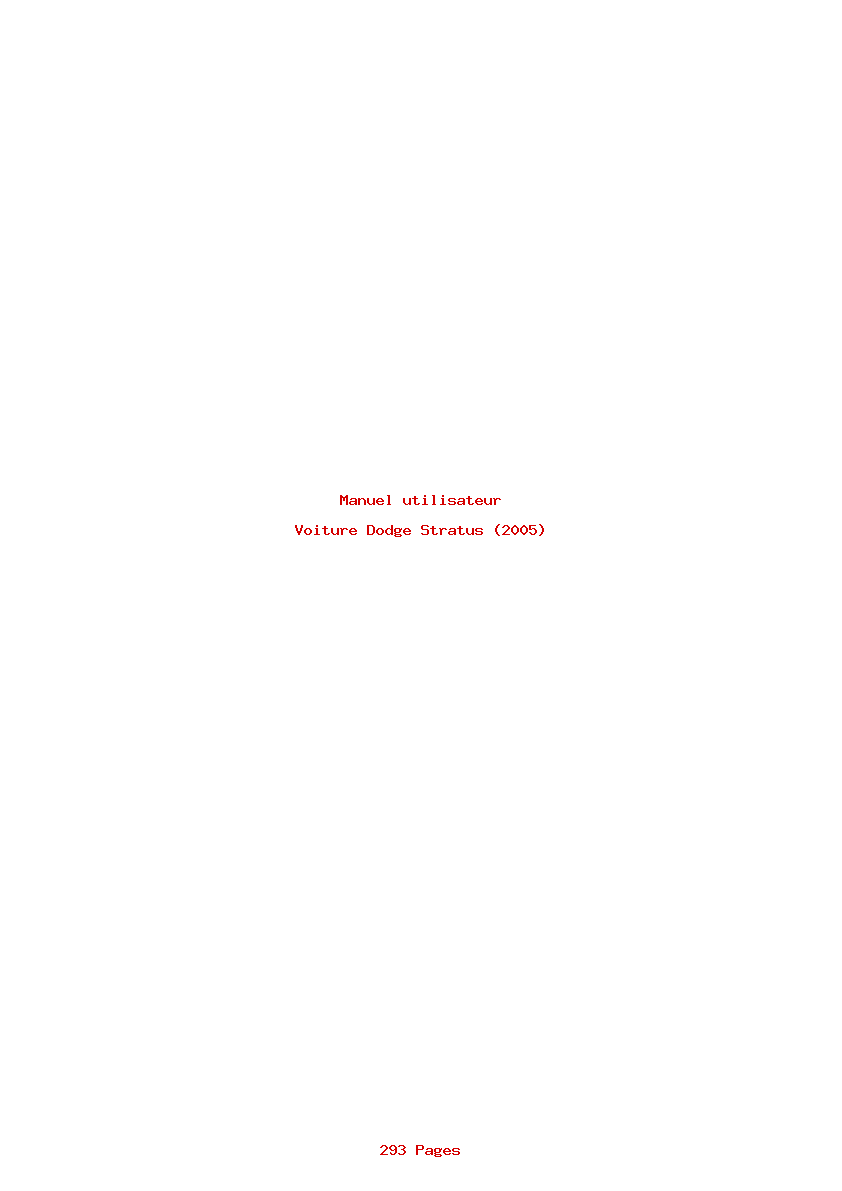 Page 1 de la notice Manuel utilisateur Dodge Stratus (2005)