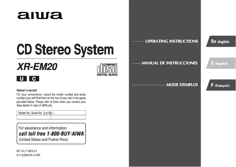 Página 1 del manual Manual de usuario Aiwa XR-EM20