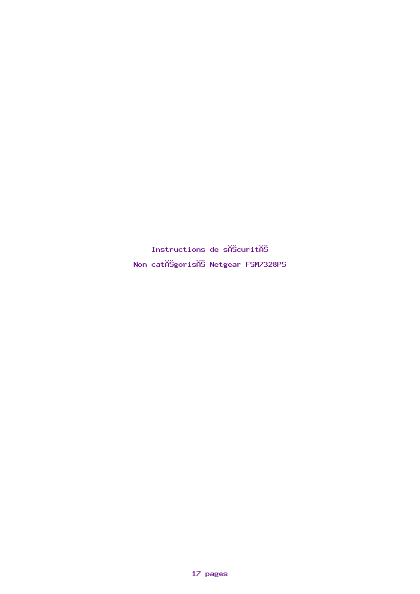 Page 1 de la notice Instructions de sécurité Netgear FSM7328PS