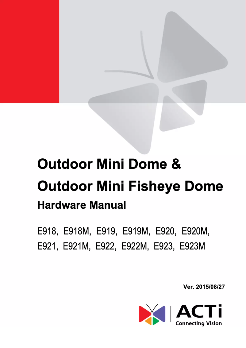 Page 1 de la notice Manuel utilisateur ACTi E920