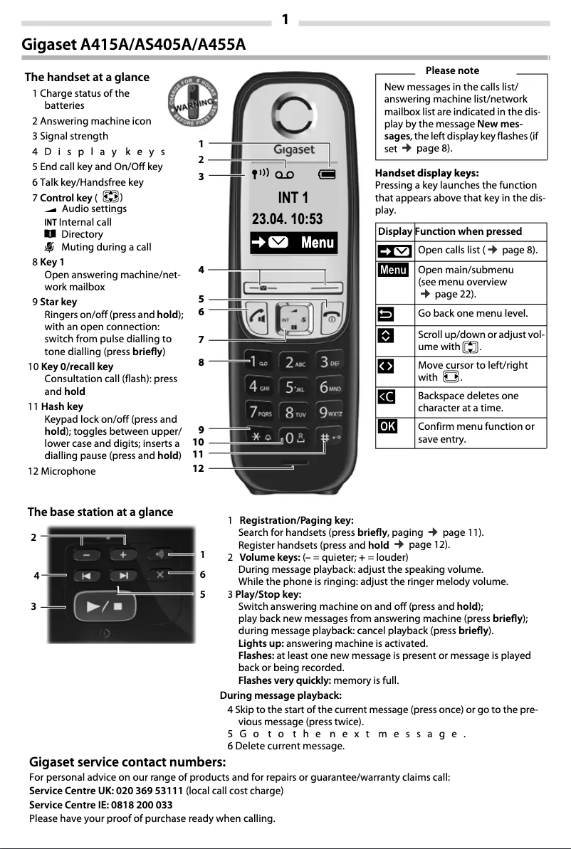 Page 1 de la notice Manuel utilisateur Gigaset AS405A Duo