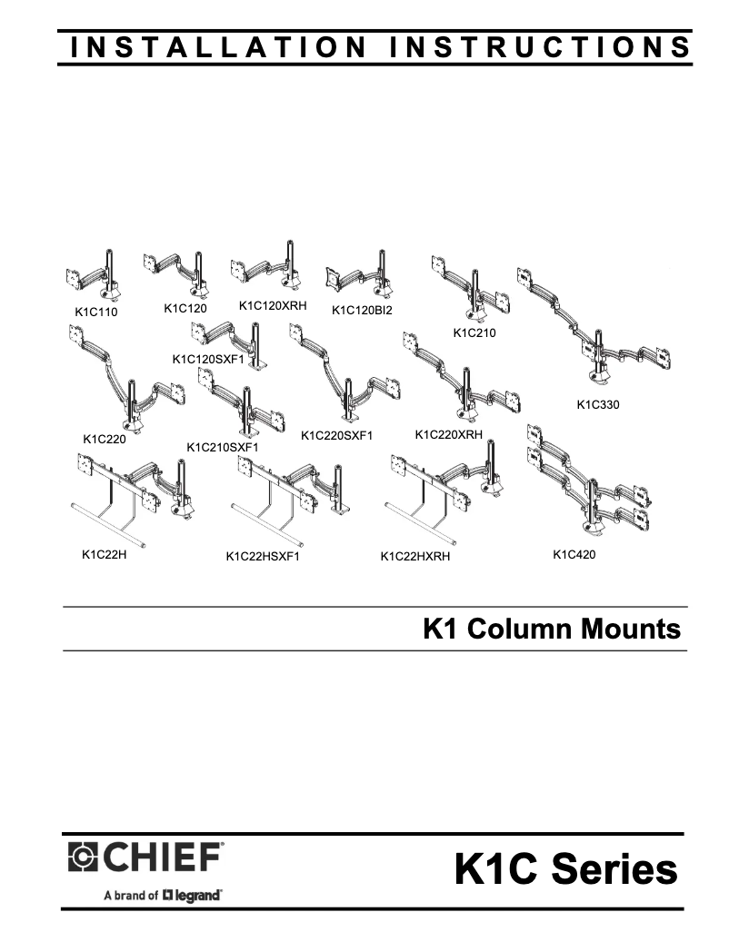Page 1 de la notice Manuel utilisateur Chief K1C22HS