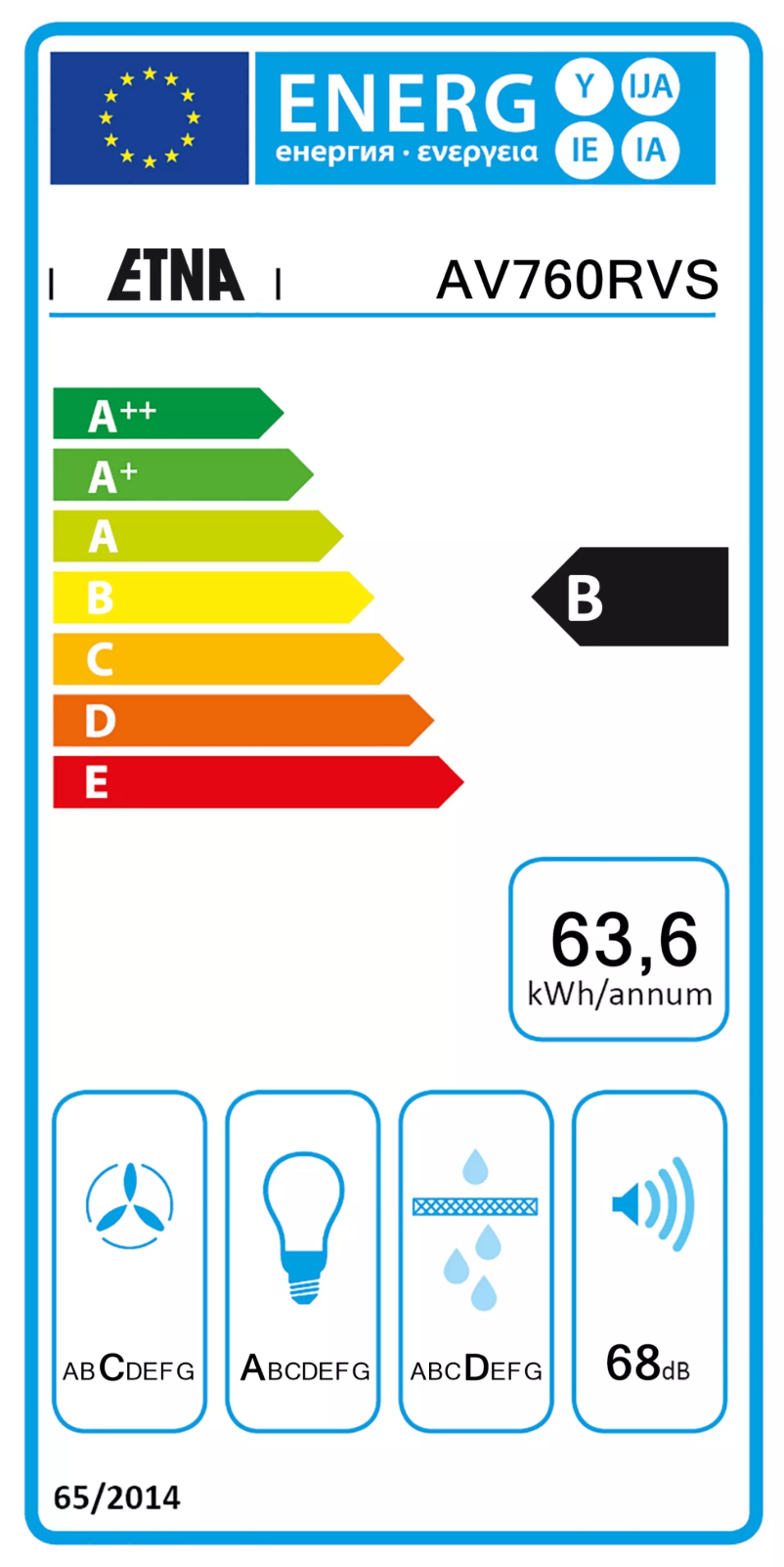 Page 1 de la notice Label énergétique Etna AV760RVS