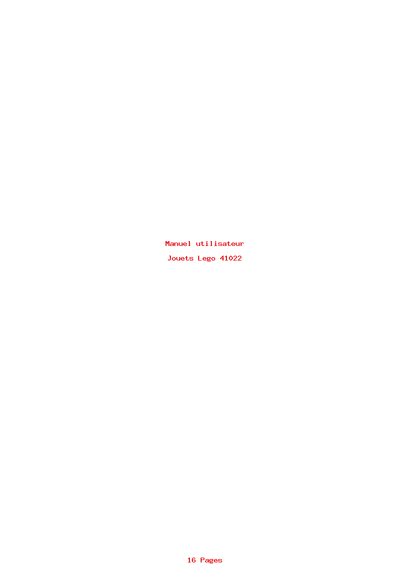 Page 1 de la notice Manuel utilisateur Lego 41022