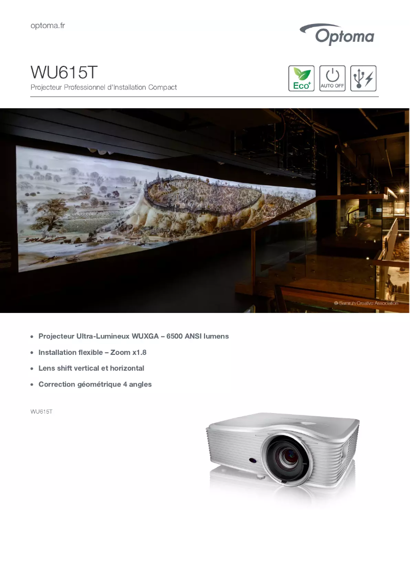 Page 1 de la notice Fiche technique Optoma WU615T