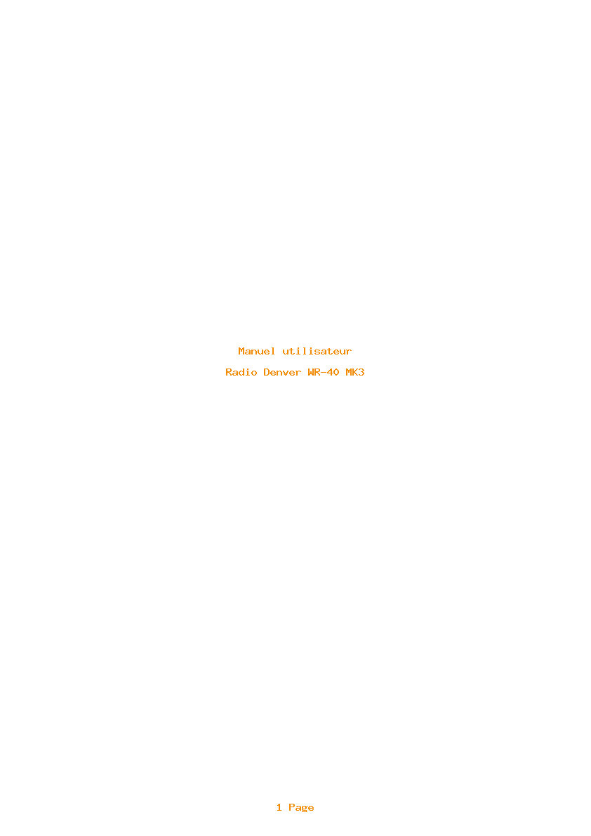 Page 1 de la notice Manuel utilisateur Denver WR-40 MK3